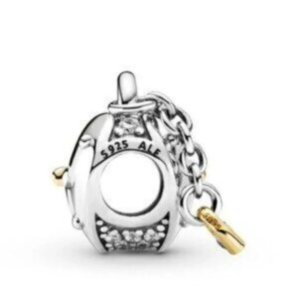 Pandora Pandora Two-Tone Heart & Lock 14K Gold Charm